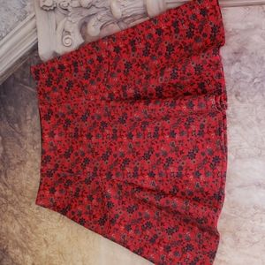Hollister stretch waistband red floral skirt size extra small
